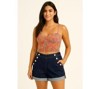 Banana Republic Shorts Womens High Waist Denim Sailor Button Shorts Size 27/4